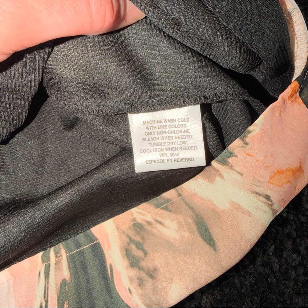 Bar III Marble Print Wrap Dress Blush Pink Black V-Neck Tie Waist Mini - Size XS - Picture 8 of 9